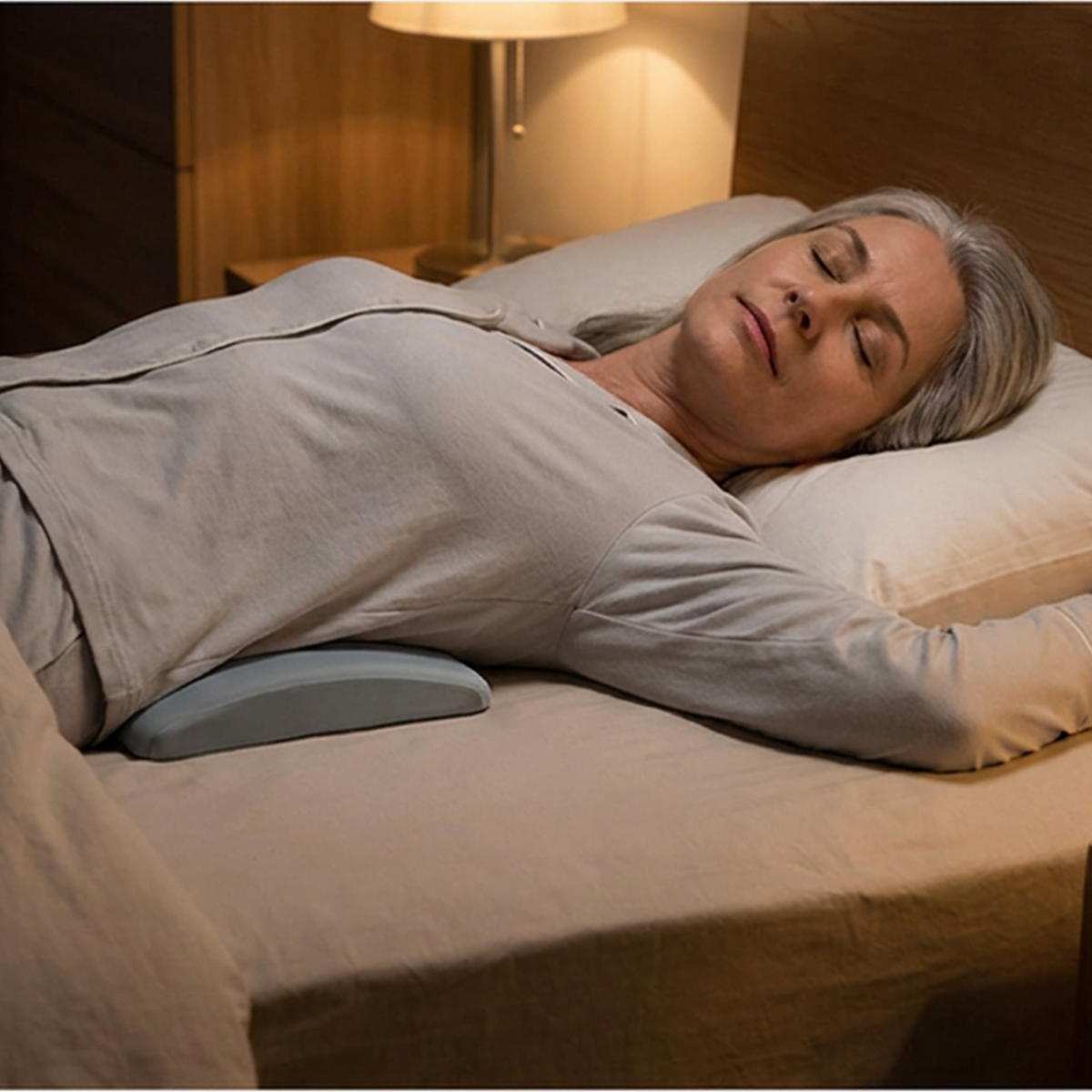 Lower Back Support Pillow with Tapered Edge – Wide Memory Foam