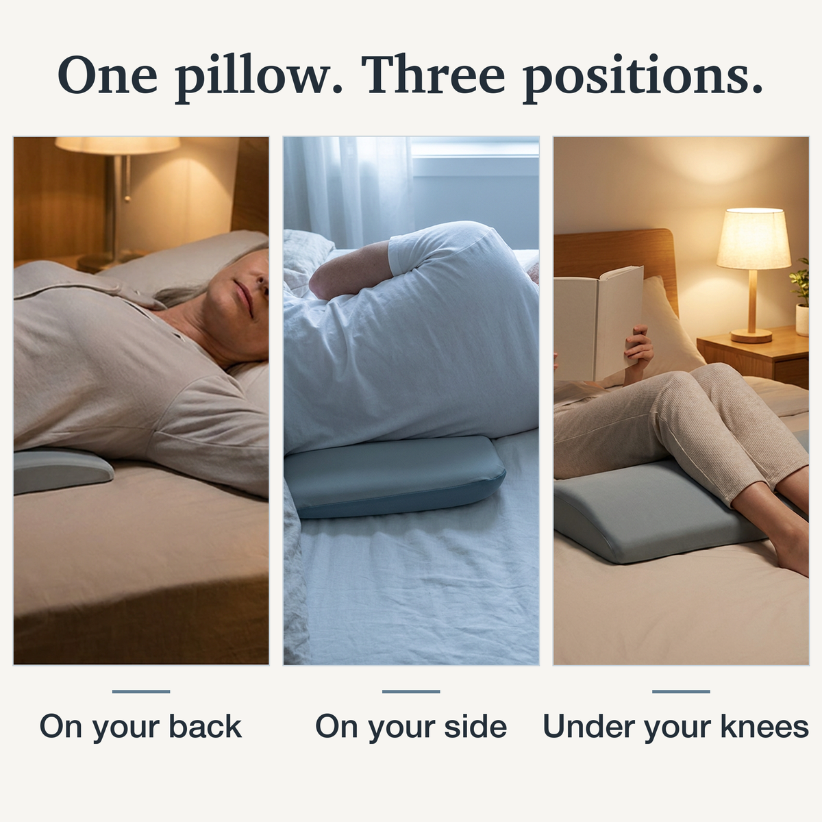 Lower Back Support Pillow with Tapered Edge – Wide Memory Foam
