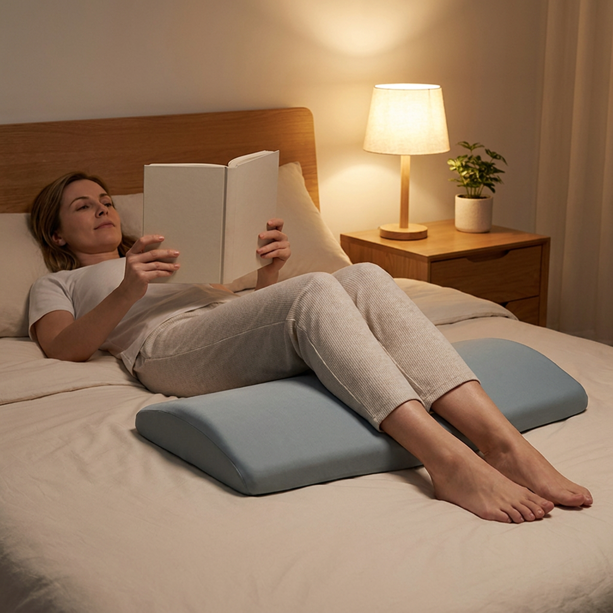 Lower Back Support Pillow with Tapered Edge – Wide Memory Foam