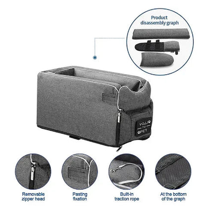 Small Dog Car Seat with Safety Leash – Pet Booster Seat