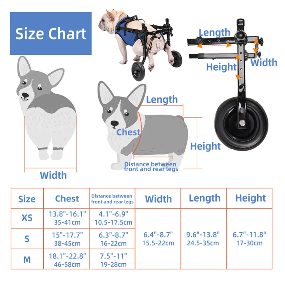 Adjustable Dog Wheelchair with Hind Leg Support