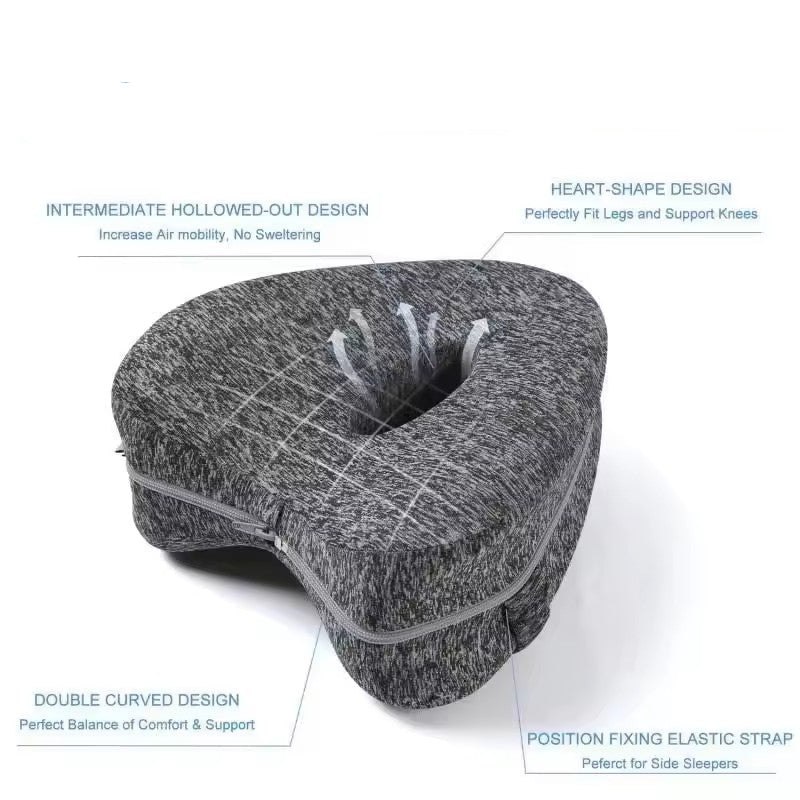 Memory Foam Knee Pillow for Side Sleepers with Strap
