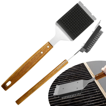 Long Handle Grill Brush with Scraper – BBQ Grate Cleaner