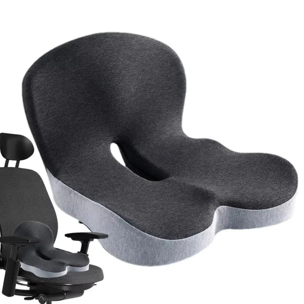 Memory Foam Seat Cushion with Backrest – Anti-Slip Base