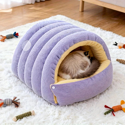 Enclosed Cat Cave Bed – Warm Fleece Hideaway for Indoor Cats
