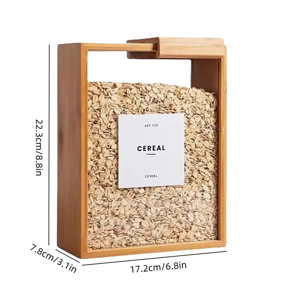 Bamboo Cereal Dispenser – Dry Food Storage Container