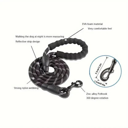 Padded Handle Dog Leash – Reflective Lead for Night Walks
