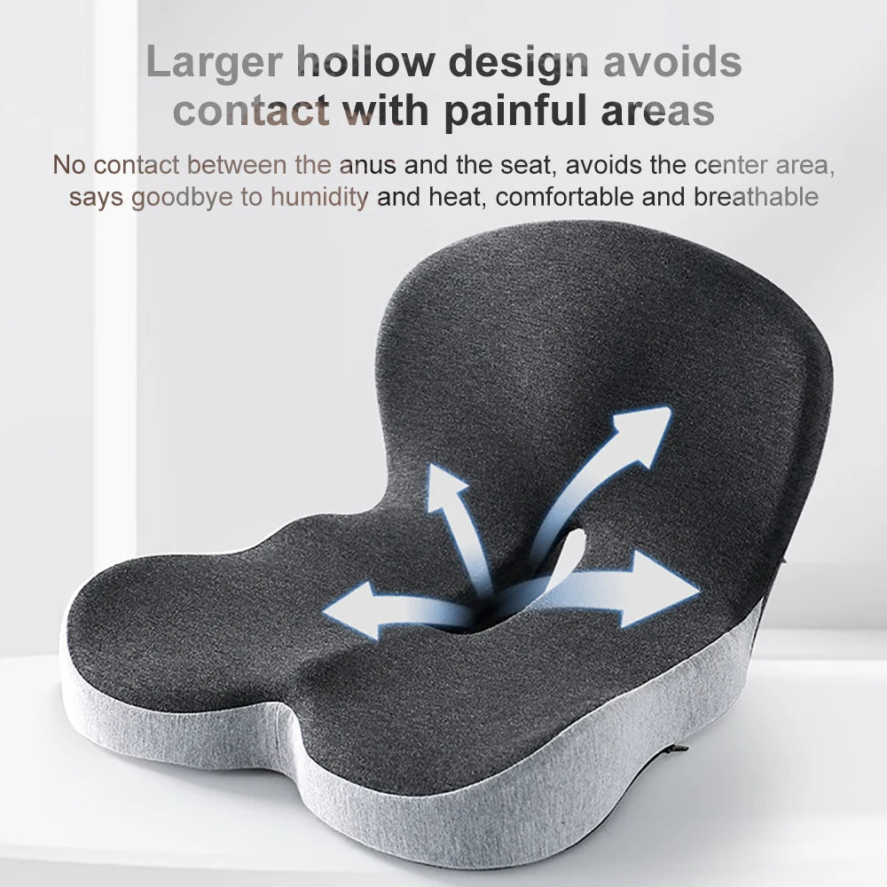 Memory Foam Seat Cushion with Backrest – Anti-Slip Base