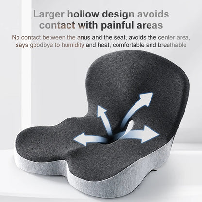 Memory Foam Seat Cushion with Backrest – Anti-Slip Base