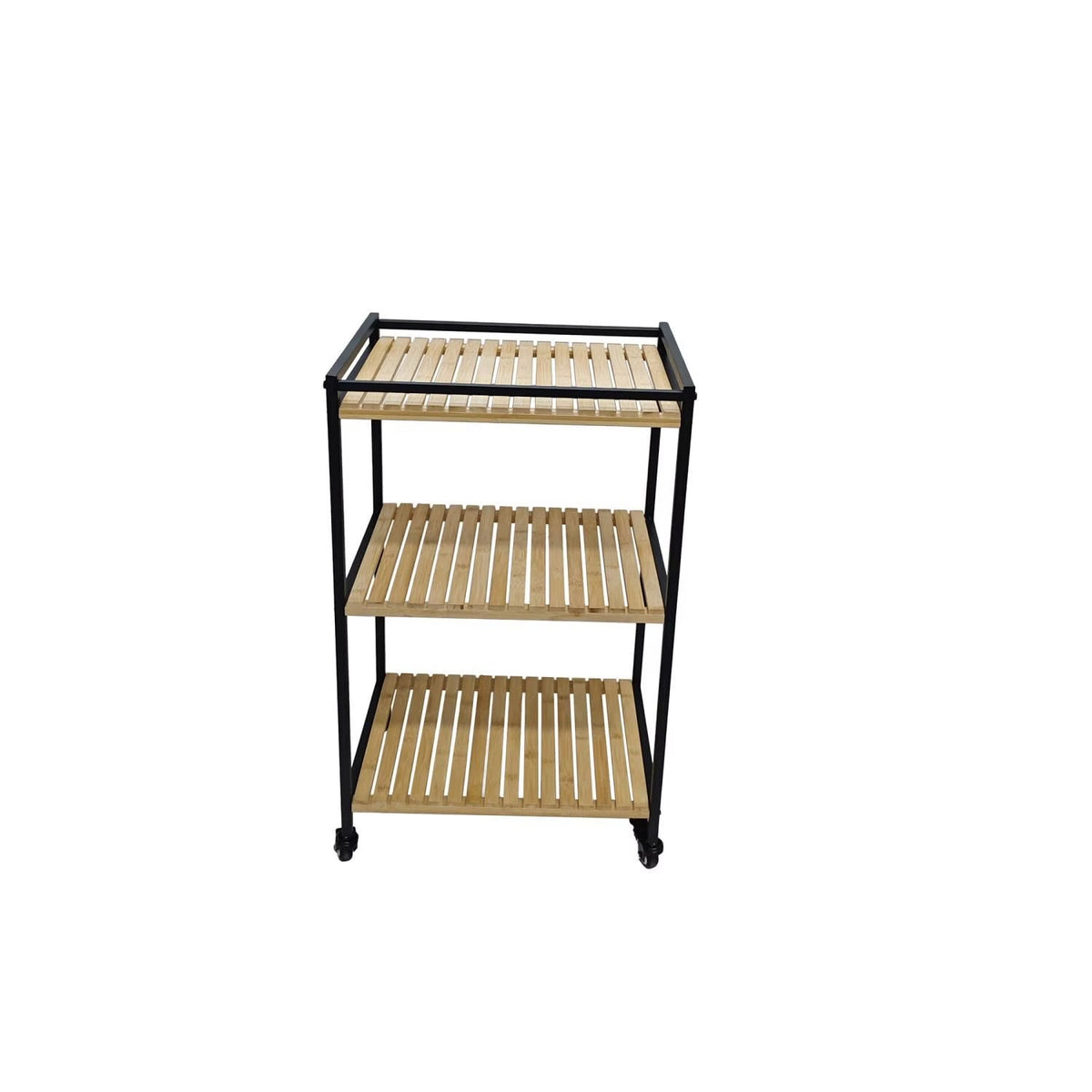 Bamboo Rolling Storage Cart with 3 Shelves