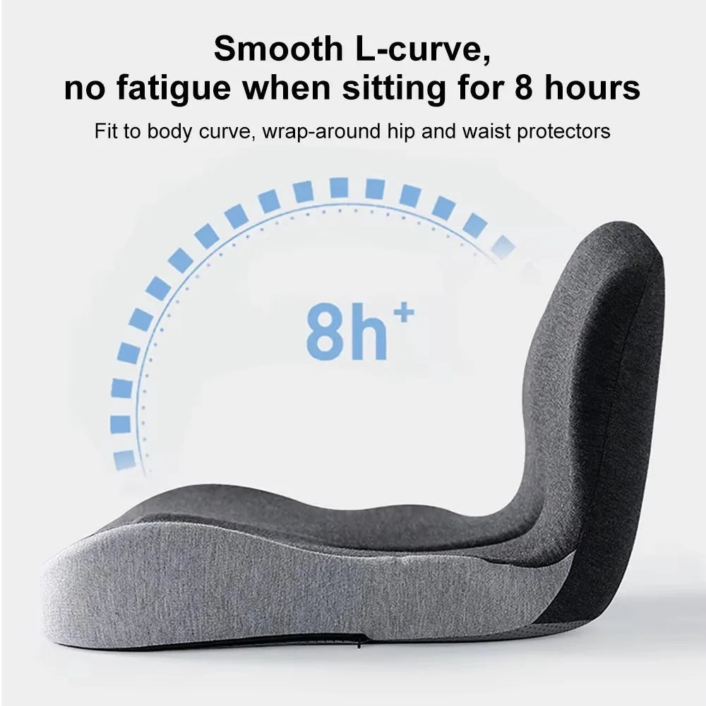 Memory Foam Seat Cushion with Backrest – Anti-Slip Base
