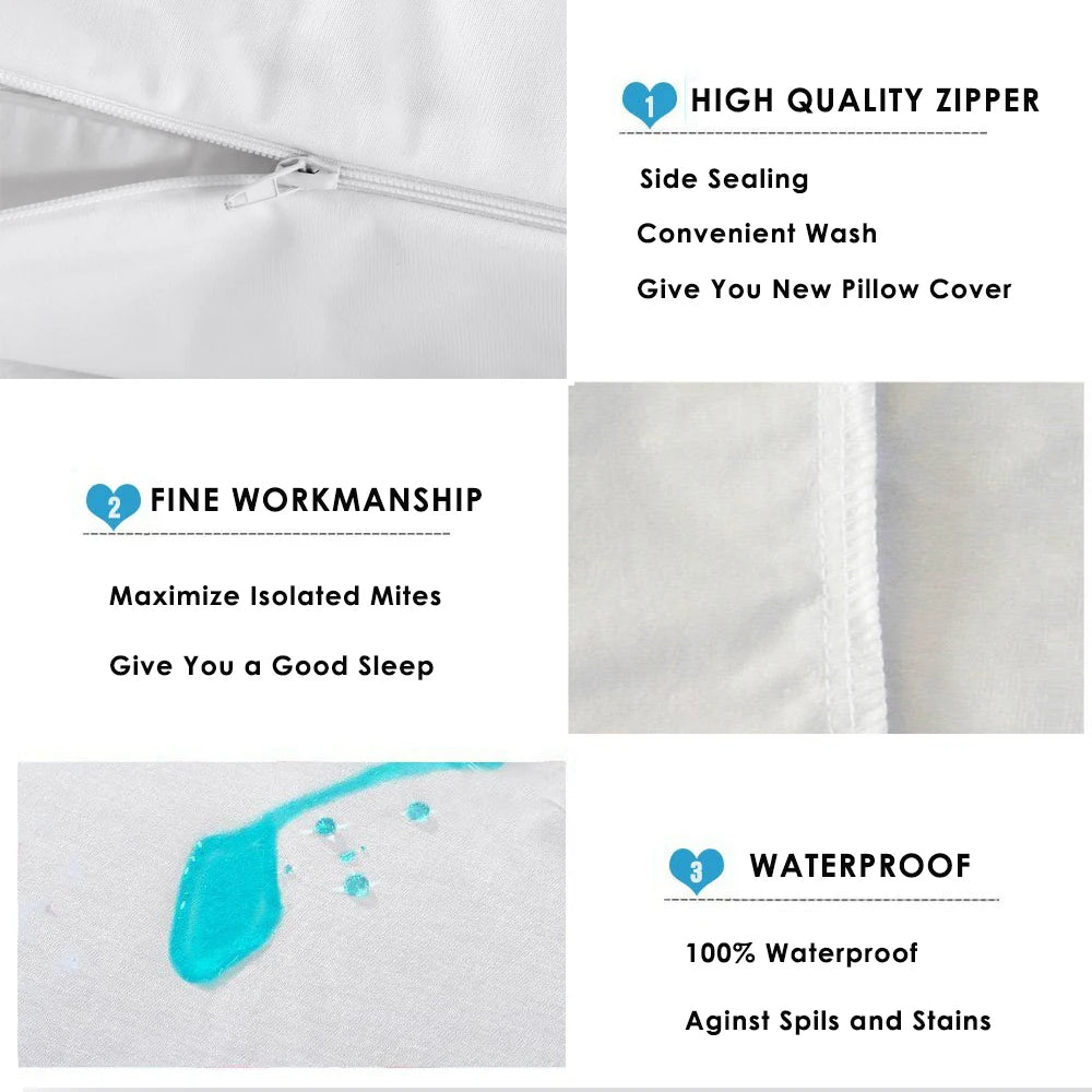 Zippered Waterproof Pillow Protector – Fully Enclosed Pillow Cover
