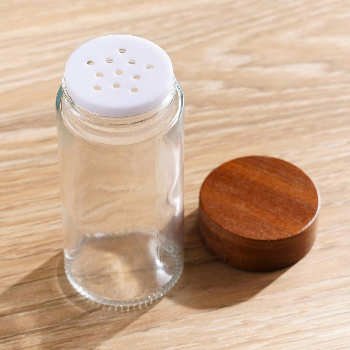 Spice Jar Set with Angled Wooden Stand – 6 Pieces