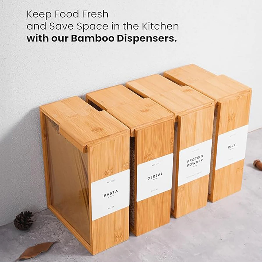 Bamboo Cereal Dispenser – Dry Food Storage Container