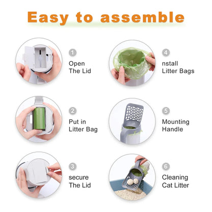 All-in-One Cat Litter Scoop with Holder – Mess-Free Scooping System