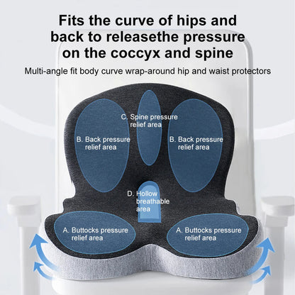 Memory Foam Seat Cushion with Backrest – Anti-Slip Base