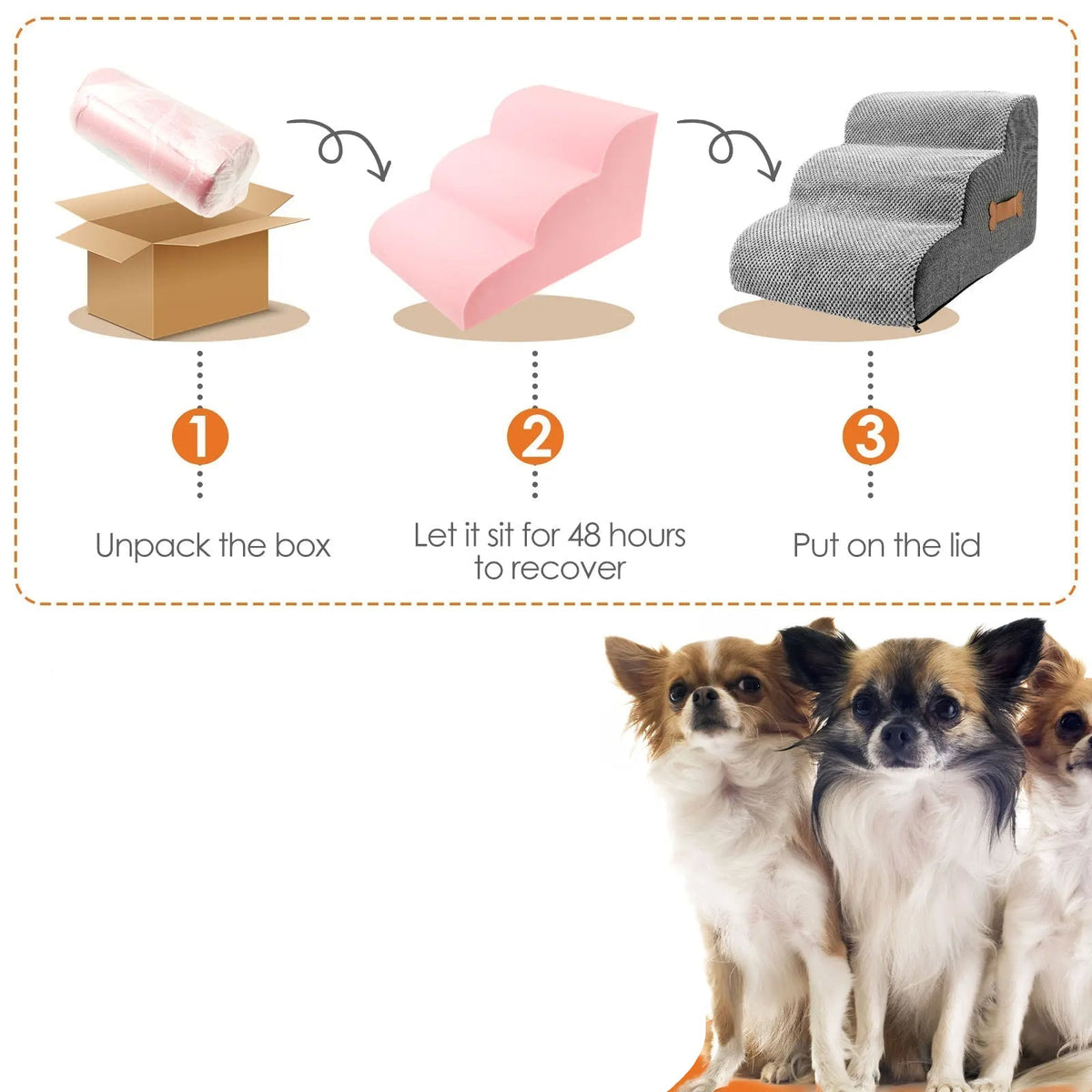 Foam Pet Stairs with Washable Cover – Gentle Incline for Dogs and Cats