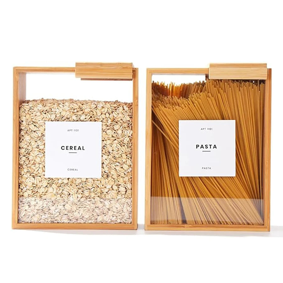 Bamboo Cereal Dispenser – Dry Food Storage Container