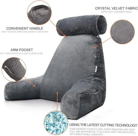 Reading Pillow with Arms – Plush Back Support Pillow for Bed