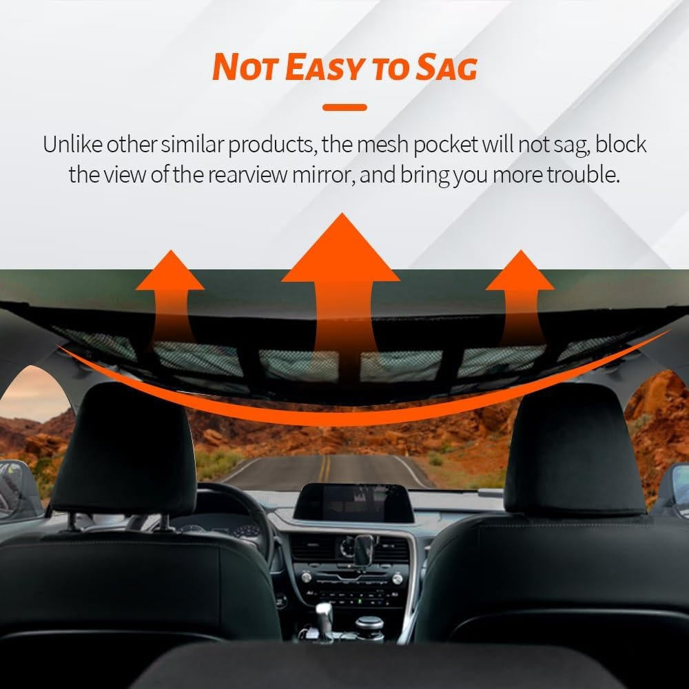 Car Ceiling Storage Net with Zipper – Overhead Cargo Organizer
