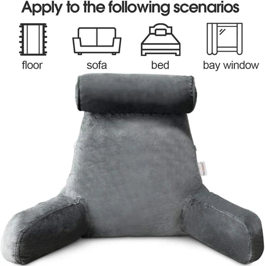 Reading Pillow with Arms – Plush Back Support Pillow for Bed