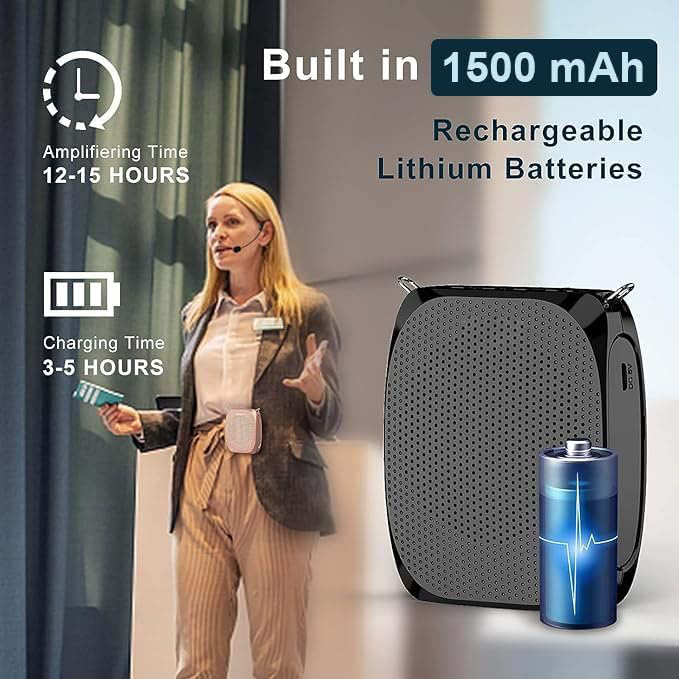 Portable Voice Amplifier with Headset Microphone – 10W Speaker