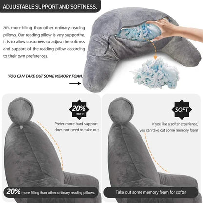 Reading Pillow with Arms – Plush Back Support Pillow for Bed