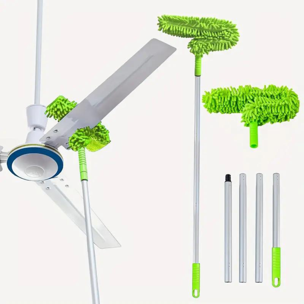 Extendable Ceiling Fan Duster with Bendable Head – No Ladder Needed