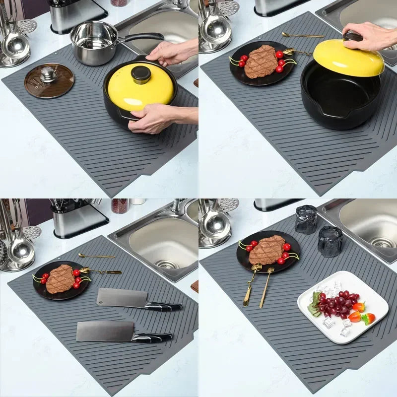 Silicone Dish Drying Mat – Draining Countertop Mat