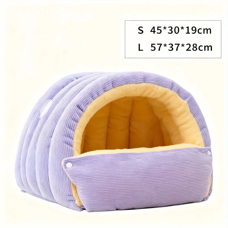 Enclosed Cat Cave Bed – Warm Fleece Hideaway for Indoor Cats