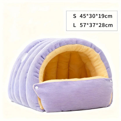 Enclosed Cat Cave Bed – Warm Fleece Hideaway for Indoor Cats