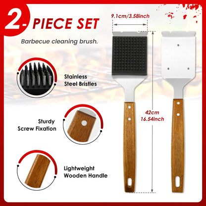 Long Handle Grill Brush with Scraper – BBQ Grate Cleaner