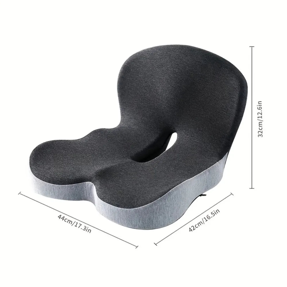 Memory Foam Seat Cushion with Backrest – Anti-Slip Base