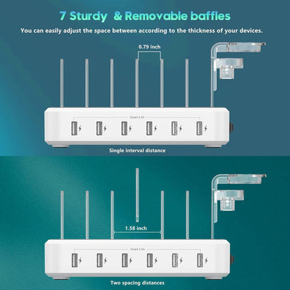 6-Port Charging Station Organizer for Multiple Devices