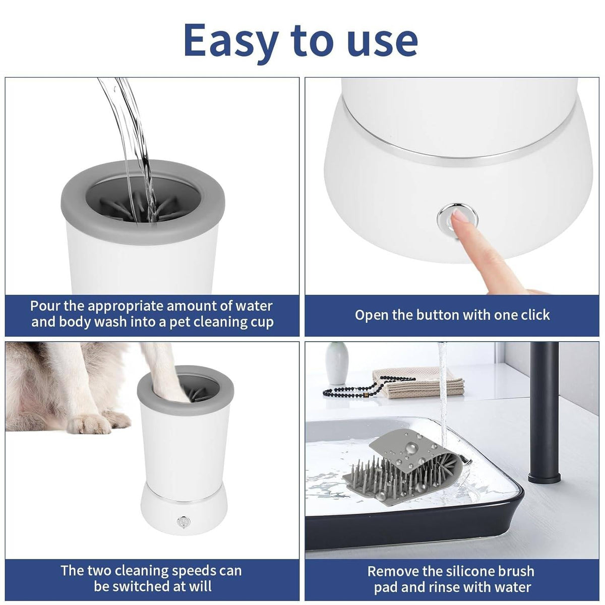 Automatic Dog Paw Cleaner with Rotating Silicone Brushes