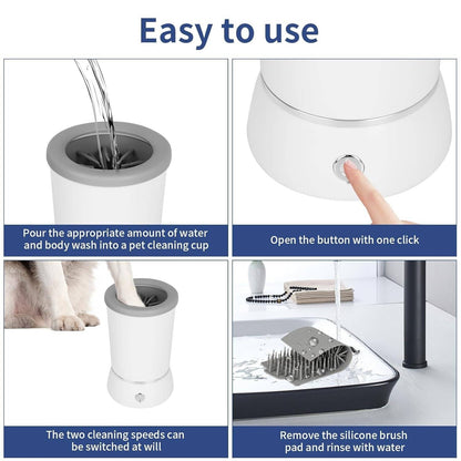 Automatic Dog Paw Cleaner with Rotating Silicone Brushes