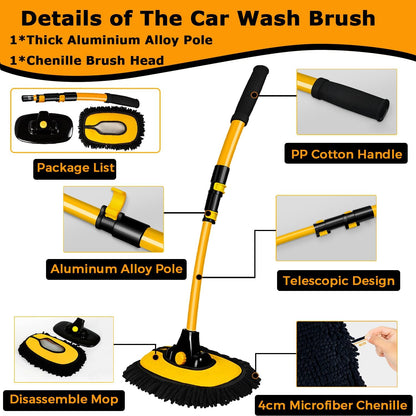 Telescopic Car Wash Brush with Rotating Head – Extends to 40 Inches