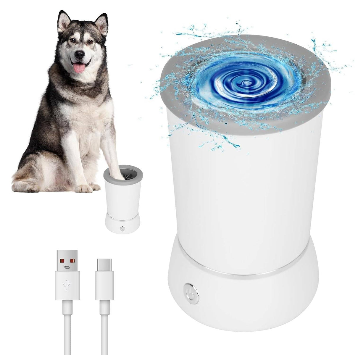 Automatic Dog Paw Cleaner with Rotating Silicone Brushes
