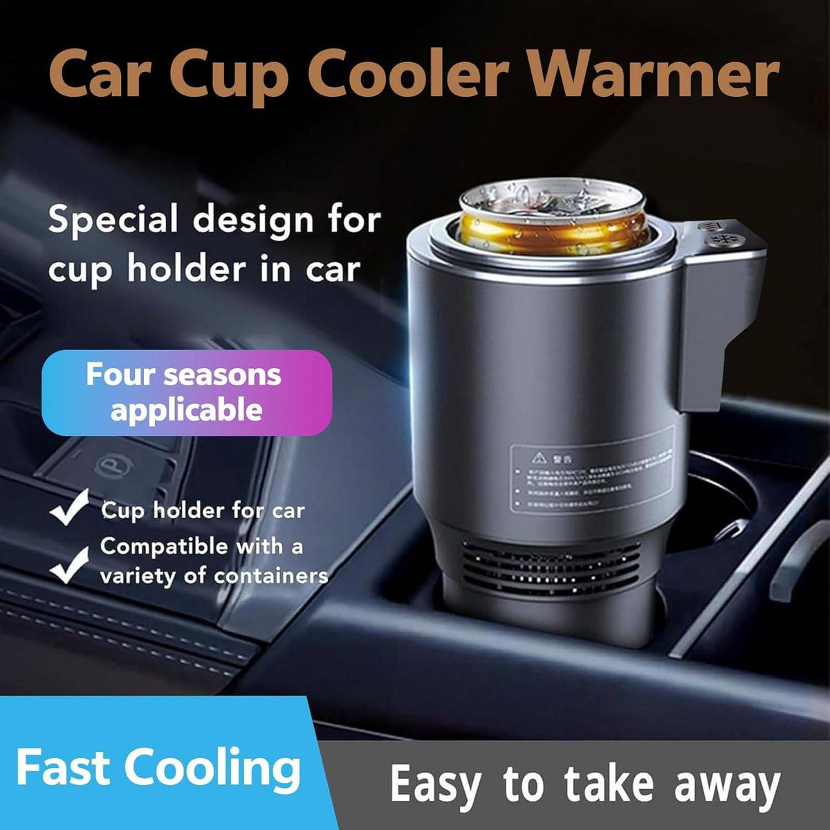 Heated and Cooled Car Cup Holder – Keeps Drinks Warm or Cold
