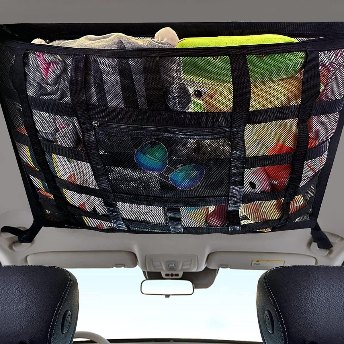 Car Ceiling Storage Net with Zipper – Overhead Cargo Organizer