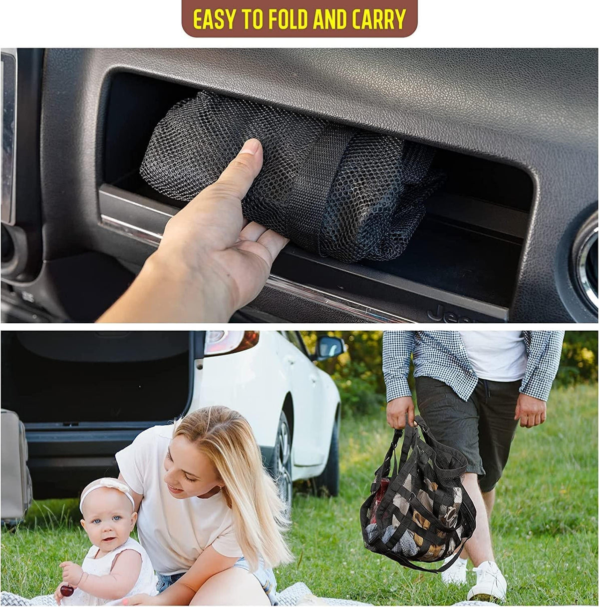Car Ceiling Storage Net with Zipper – Overhead Cargo Organizer