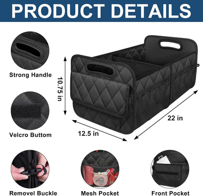 Foldable Car Trunk Organizer with Adjustable Dividers