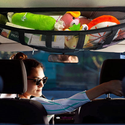 Car Ceiling Storage Net with Zipper – Overhead Cargo Organizer