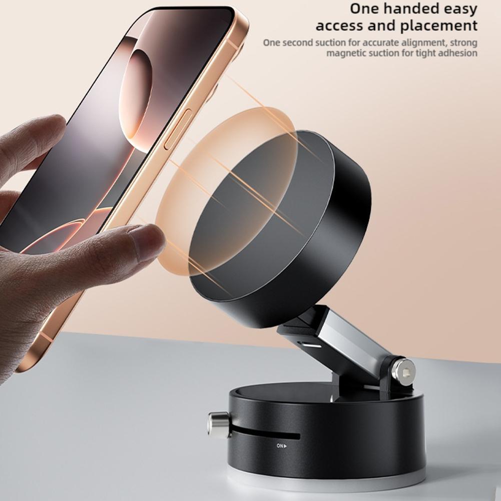 Magnetic Car Phone Holder – One-Hand Snap-On Mount