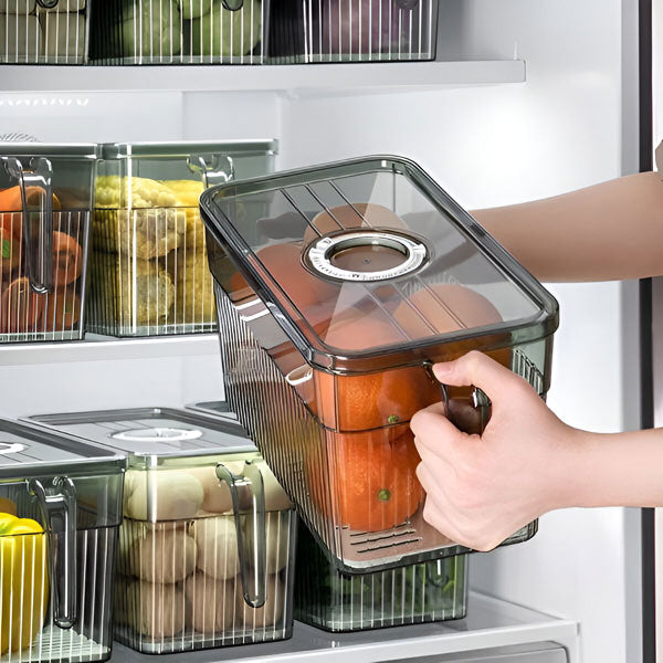 Stackable Refrigerator Storage Box with Vented Lid
