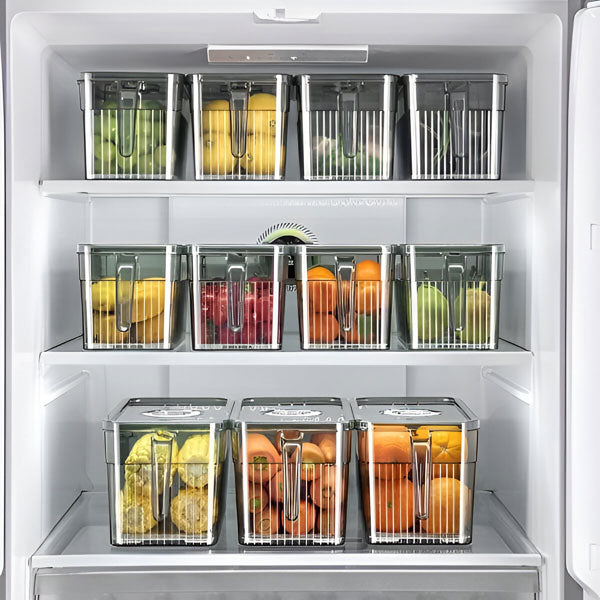 Stackable Refrigerator Storage Box with Vented Lid