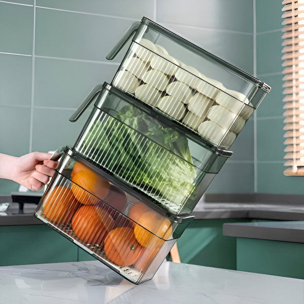 Stackable Refrigerator Storage Box with Vented Lid