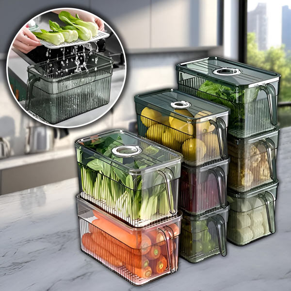 Stackable Refrigerator Storage Box with Vented Lid