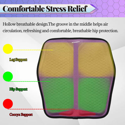 Cooling Gel Memory Foam Seat Cushion with Honeycomb Airflow