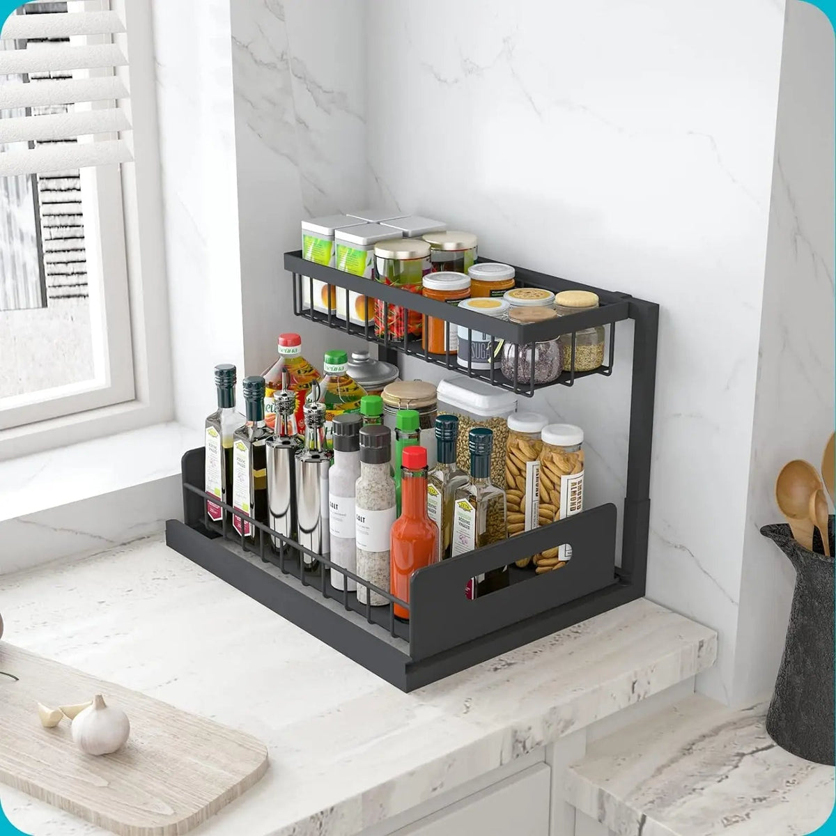 Pull-Out Under Sink Organizer – 2-Tier Sliding Shelf